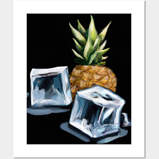 Pineapple and ice cubes Posters and Art